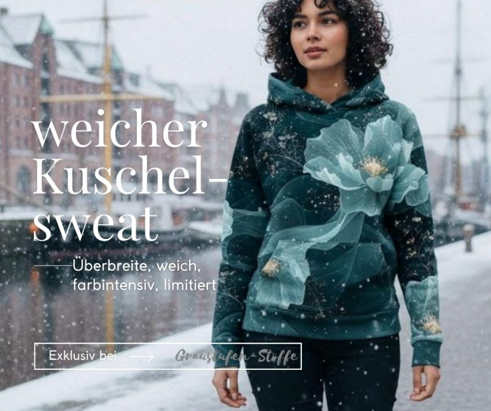 Preview: Velvet-Kollektion: Geheimnis der Winterlinde I Kuschelsweat mit Überbreite